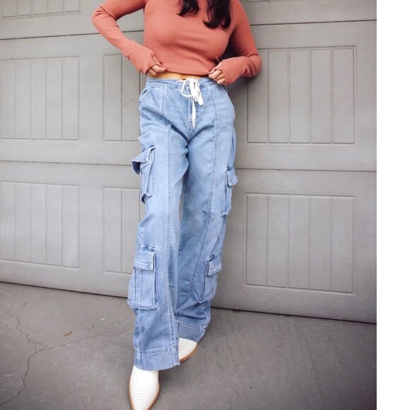 Hidden Jeans Denim - HIDDEN JEANS ALYX BAGGY CARGO PANTS - MEDIUM DARK